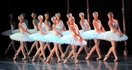 Ballerinas perform Swan Lake at the Cultural Center in Bangkok.